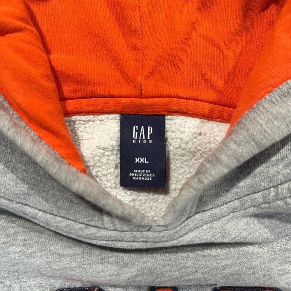 Gap Kids Hoodie XXL Gray Orange Athl Dept Est 1969 Pullover Sweatshirt 4383